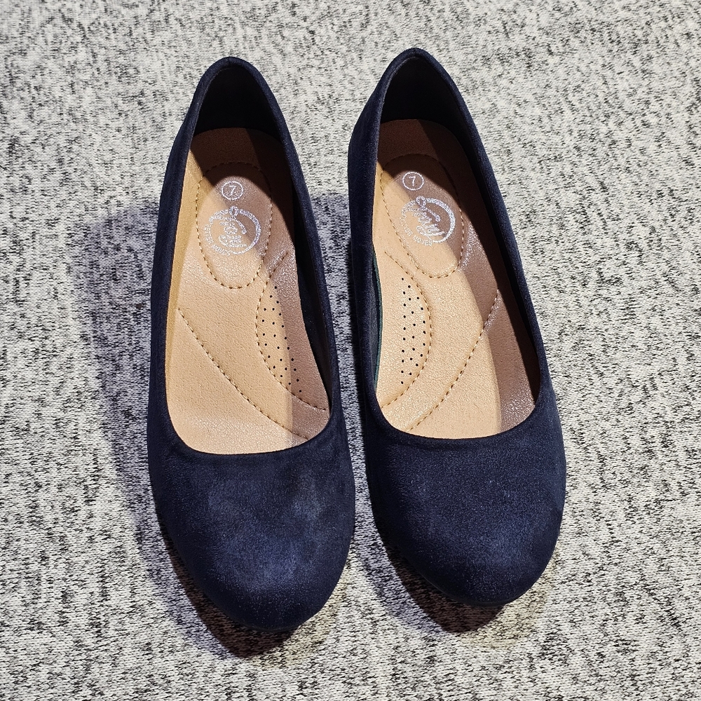 Trary Women's Wedges Pumps Round Toe Mid Heels Comfortable Closed Toe